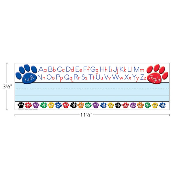 Colorful Paw Prints Left-Right Alphabet Name Plates, 36 Per Pack, 6 Packs