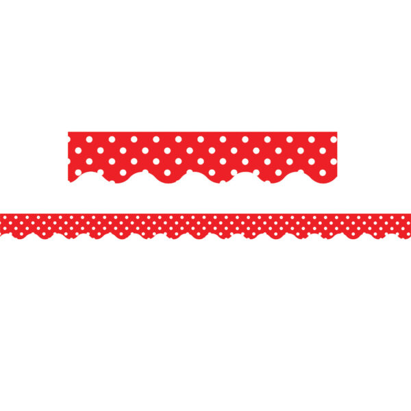 Red Mini Polka Dots Border Trim, 35 Feet Per Pack, 6 Packs