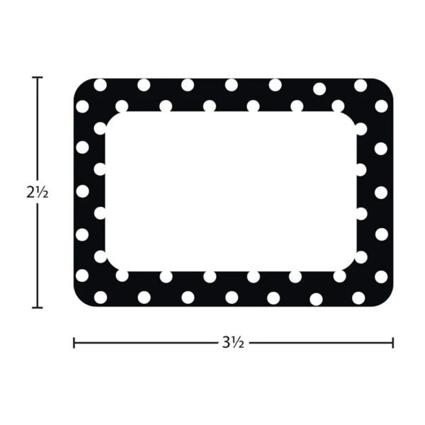 Black Polka Dots 2 Name Tags-Labels, 36 Per Pack, 6 Packs