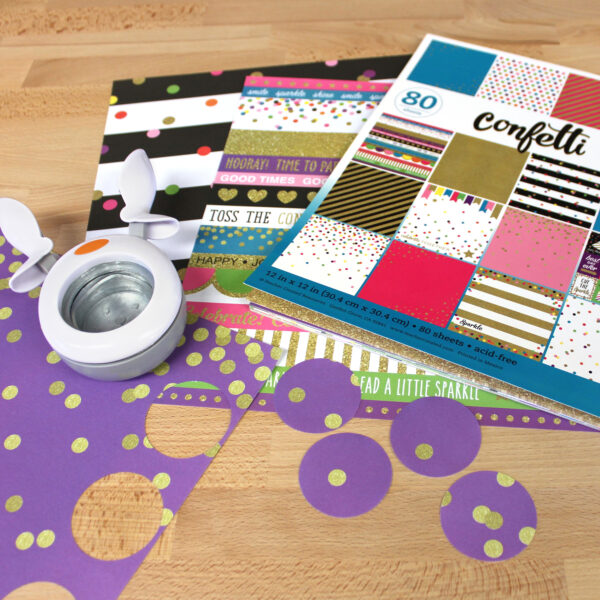 Large circle hole punch used with Confetti Project Paper Confetti Project Paper, 12" x 12", 80 Sheets
