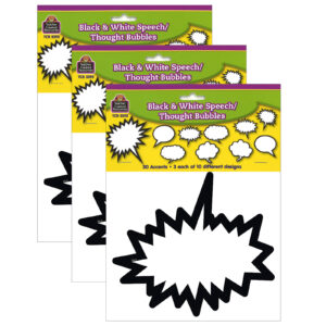 Superhero Black & White Speech-Thought Bubbles Accents, 30 Per Pack, 3 Packs