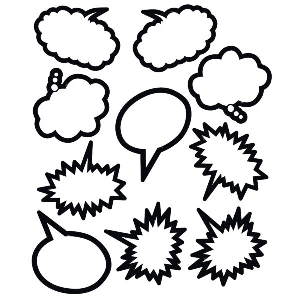 Superhero Black & White Speech-Thought Bubbles Accents, 30 Per Pack, 3 Packs