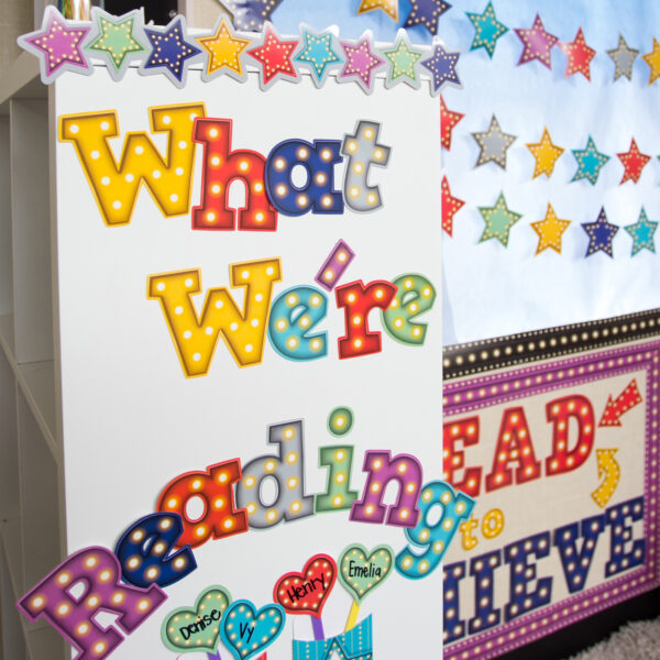 Marquee Mini Accents and Bold Block Letters with Stars Die-Cut Border Trim Marquee Bold Block 4" Letters Combo Pack, 230 Pieces Per Pack, 3 Packs