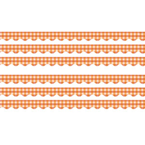 Orange Gingham Scalloped Border Trim, 35 Feet Per Pack, 6 Packs