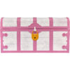 Treasure Chest with Lock & Key, Pink & White