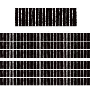 Black With White Pinstripes Straight Border Trim, 35 Feet Per Pack, 6 Packs