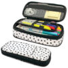Black Painted Dots on White Pencil Case, Pack of 3