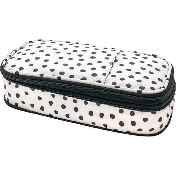 Black Painted Dots on White Pencil Case, Pack of 3