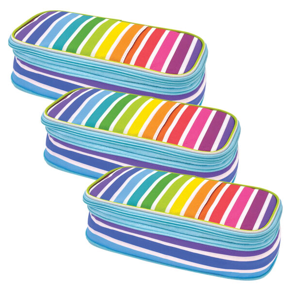 Colorful Stripes Pencil Case Colorful Stripes Pencil Case, Pack of 3