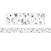 Black and White Floral Straight Border Trim, 35 Feet Per Pack, 6 Packs