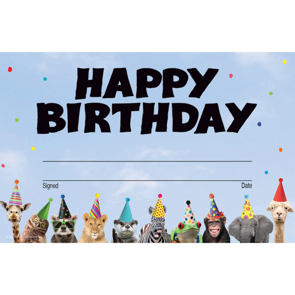 Go Wild Animals Happy Birthday Awards, 30 Per Pack, 6 Packs