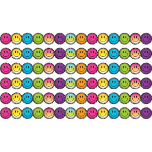 Brights 4Ever Smiley Faces Die-Cut Border Trim, 35 Feet Per Pack, 6 Packs