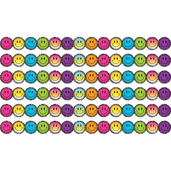 Brights 4Ever Smiley Faces Die-Cut Border Trim, 35 Feet Per Pack, 6 Packs