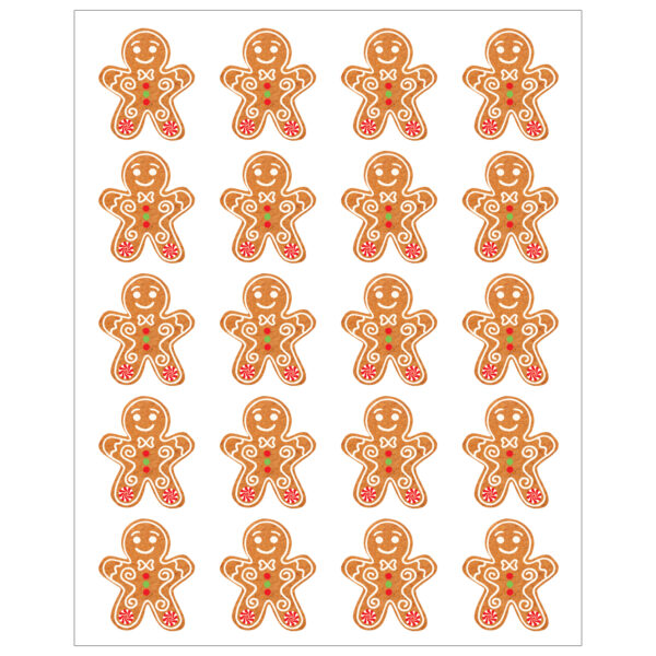 Gingerbread Cookies Stickers, 72 Per Pack, 12 Packs