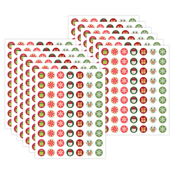 Winter Holiday Mini Stickers, 378 Per Pack, 12 Packs