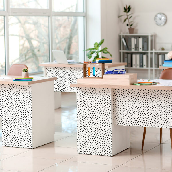 Peel and Stick Decorative Paper Roll, 17-1-2" x 10 ft, Black Painted Dots