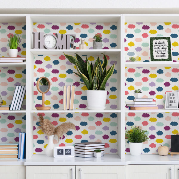 Peel and Stick Decorative Paper Roll, 17-1-2" x 10 ft, Oh Happy Day Clouds