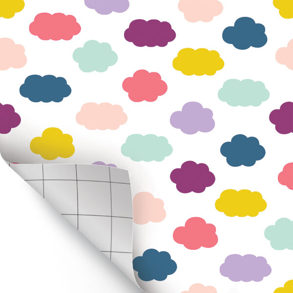 Peel and Stick Decorative Paper Roll, 17-1-2" x 10 ft, Oh Happy Day Clouds