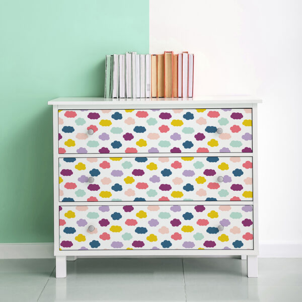 Peel and Stick Decorative Paper Roll, 17-1-2" x 10 ft, Oh Happy Day Clouds