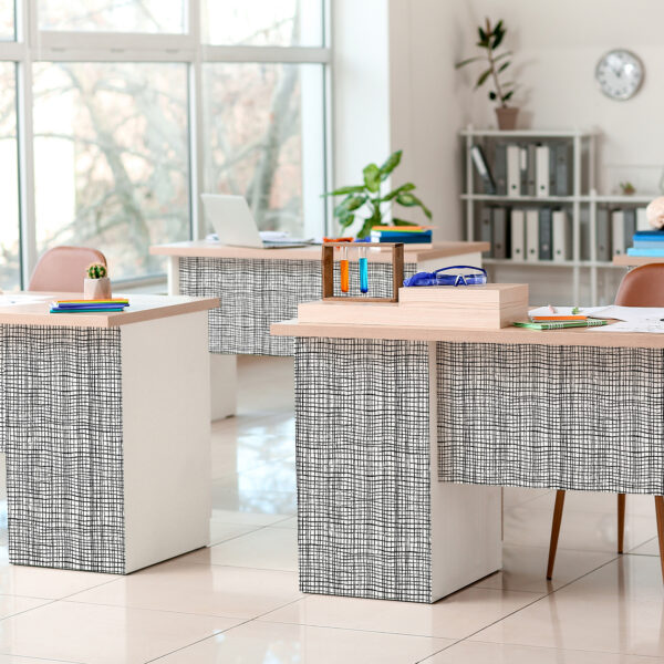 Peel and Stick Decorative Paper Roll, 17-1-2" x 10 ft, Black Freestyle Grid