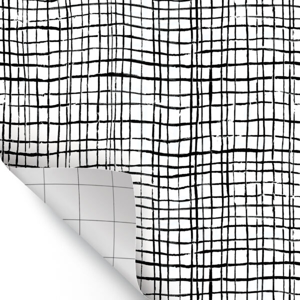 Peel and Stick Decorative Paper Roll, 17-1-2" x 10 ft, Black Freestyle Grid