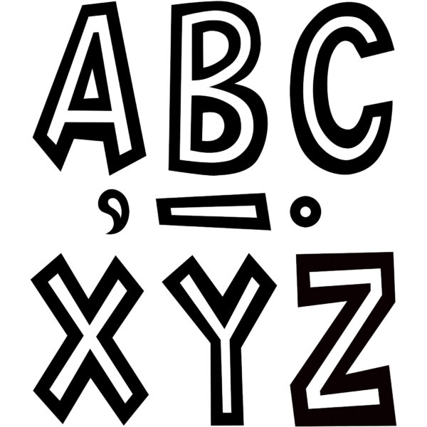 Black and White 7" Fun Font Letters Black and White 7" Fun Font Letters, 120 Per Pack, 2 Packs