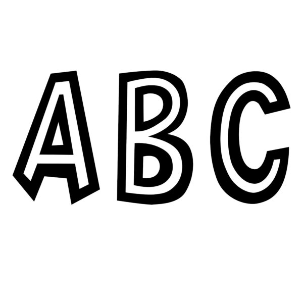 Black and White 7" Fun Font Letters Black and White 7" Fun Font Letters, 120 Per Pack, 2 Packs