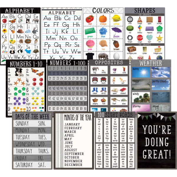 ERSTCR7455.jpg Modern Farmhouse Early Learning Small Poster Pack, 12 Posters