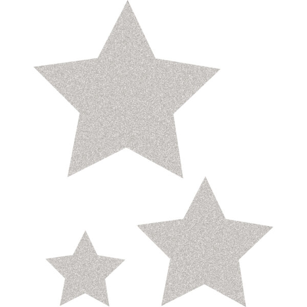 Glitz Stars Die Silver Glitz Stars Accents, Assorted Sizes, 30 Per Pack, 3 Packs