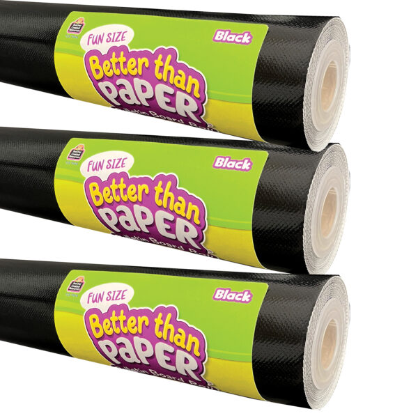Fun Size Better Than Paper Bulletin Board Roll, 18" x 12', Black, Pack of 3