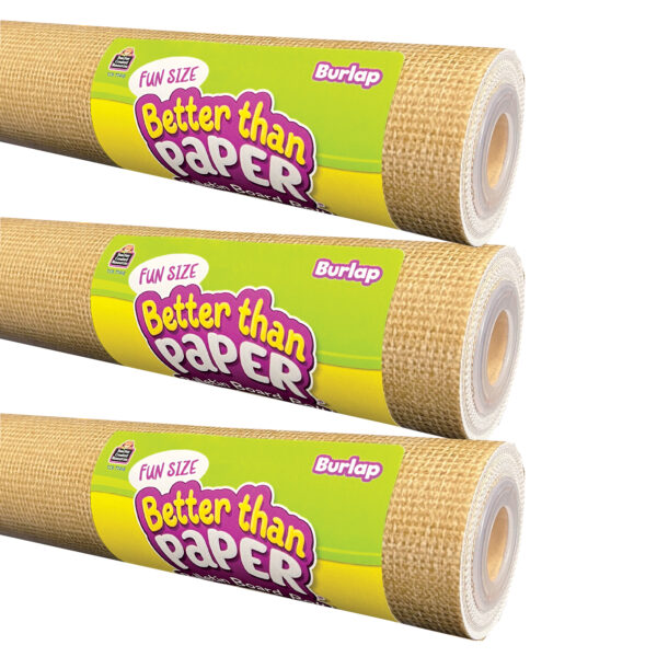 Fun Size Better Than Paper Bulletin Board Roll, 18" x 12', Burlap, Pack of 3
