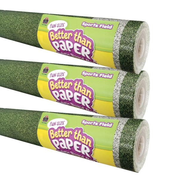 Fun Size Better Than Paper Bulletin Board Roll, 18" x 12', Sports Field, Pack of 3