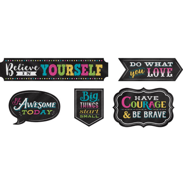 Chalkboard Brights Clingy Thingies Positive Sayings Accents, 10 Per Pack, 2 Packs