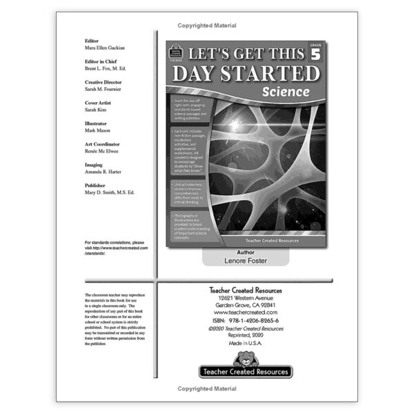 Lets Get This Day Started: Science Grade 5
