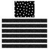 White Painted Dots on Black Straight Border Trim, 35 Feet Per Pack, 6 Packs
