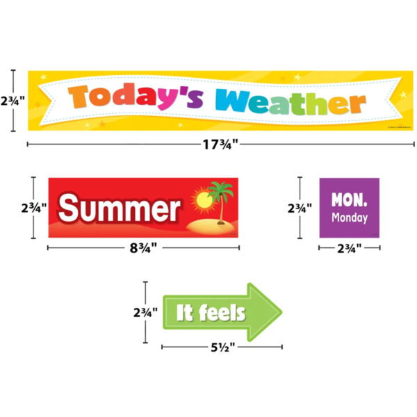 Colorful Weather Pocket Chart Cards, 94 Per Pack, 3 Packs