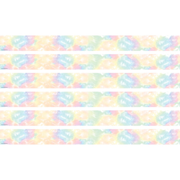 Pastel Pop Tie-Dye Straight Border Trim, 35 Feet Per Pack, 6 Packs