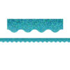 Teal Sparkle Scalloped Border Trim, 35 Feet Per Pack, 6 Packs