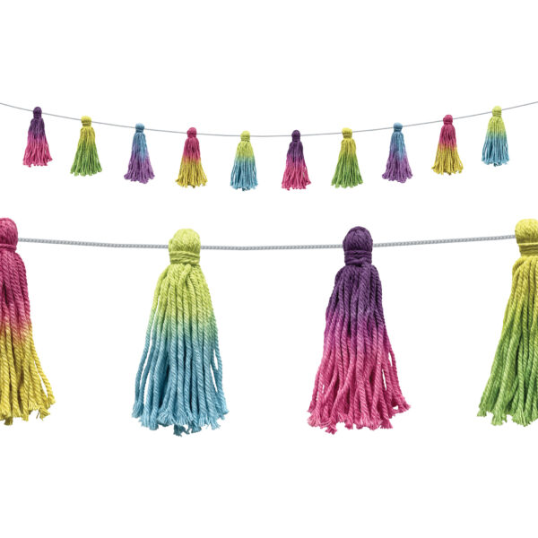 Pompom and Tassels Art Tie-Dye Tassels Garland