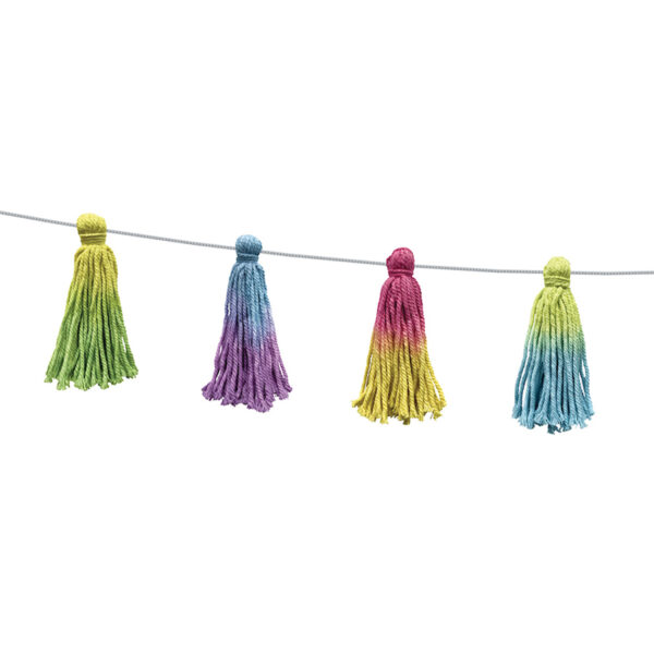 Pompom and Tassels Art Tie-Dye Tassels Garland