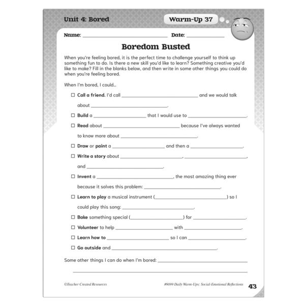 Daily Warm-Ups: Social-Emotional Reflections (Gr. 4)