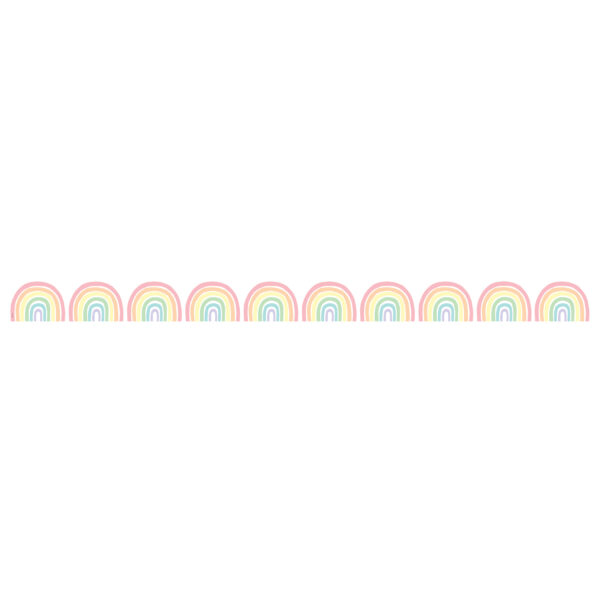 Pastel Pop Rainbows Die-Cut Rolled Border Trim, 50 Feet, 3 Rolls
