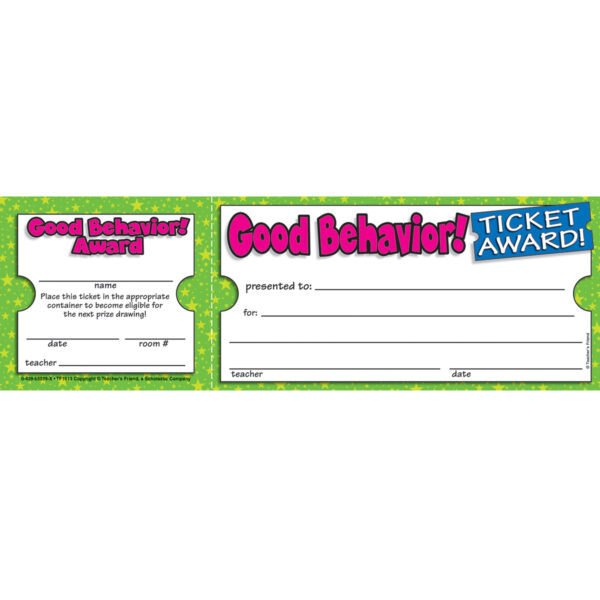ERSTF-1613-6_2.jpg Ticket Awards Good Behavior, 100 Per Pack, 6 Packs