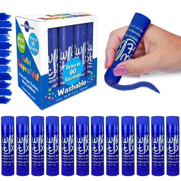 Solid Tempera Paint Sticks, Single Color Pack, Blue, 12 Per Box, 12 Boxes