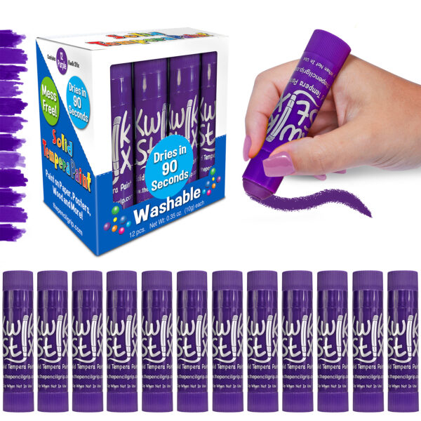 Solid Tempera Paint Sticks, Single Color Pack, Purple, 12 Per Pack, 2 Packs