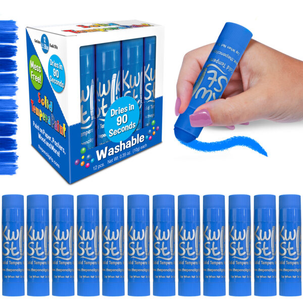 Solid Tempera Paint Sticks, Single Color Pack, Light Blue, 12 Per Pack, 2 Packs