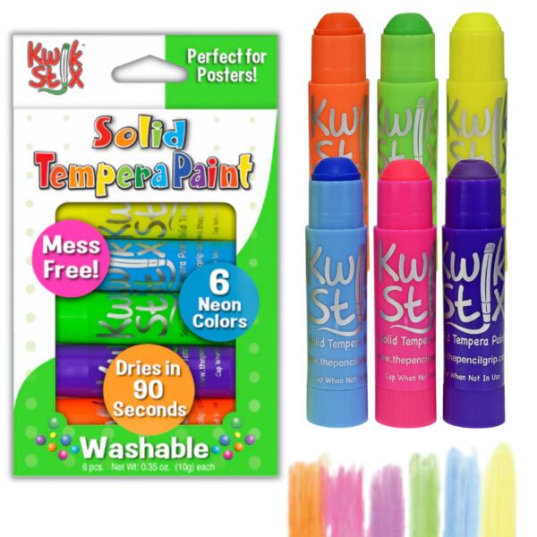 Solid Tempera Paint Sticks, Neon Colors, 6 Per Pack, 6 Packs