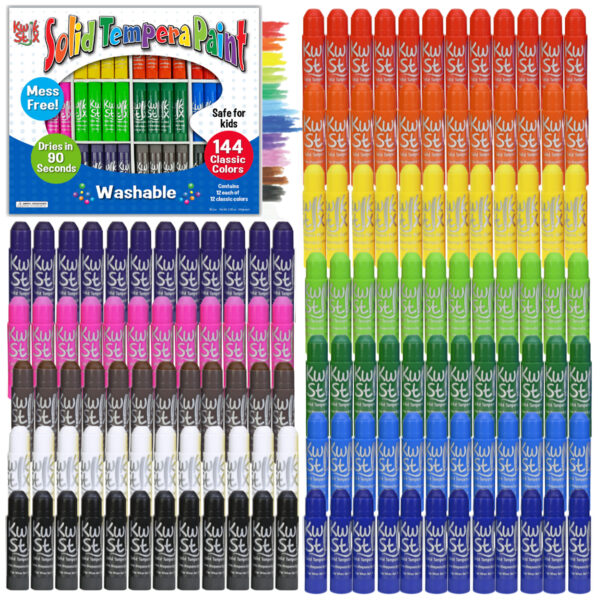 Solid Tempera Paint Sticks Class Pack, 144 Classic Colors - 12 of Each Color