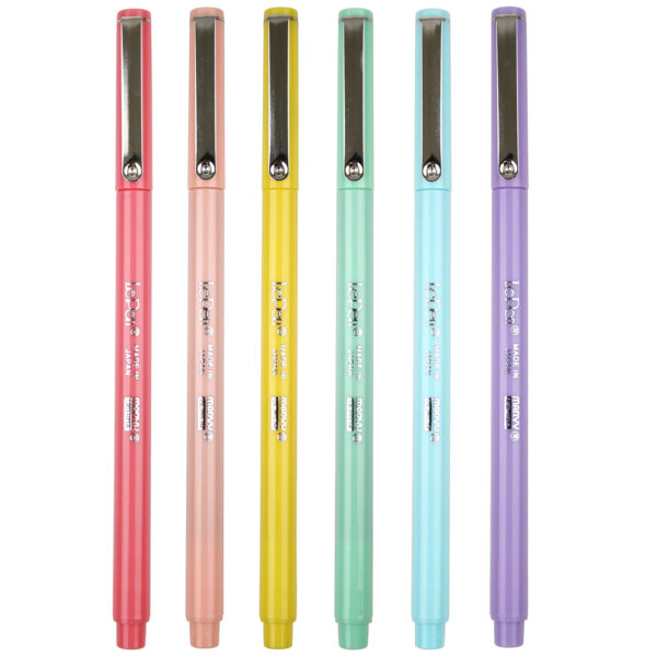 LePen Micro-Fine Point Pen, Pastel, 6 Per Pack, 2 Packs