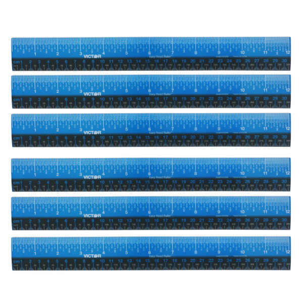 ERSVICEZ12PBL-6.jpg Easy Read Ruler, Plastic, Blue-Black, 12", Pack of 6